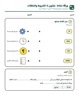 ورقة النشاط