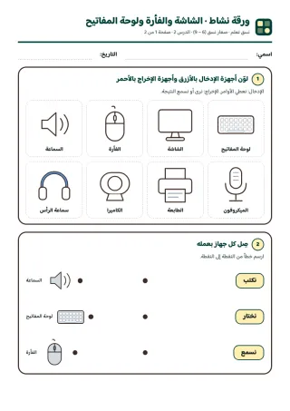 ورقة النشاط