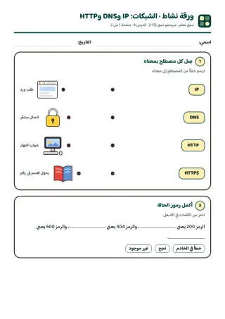 ورقة النشاط