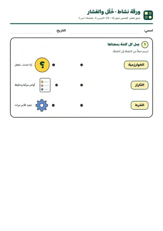 ورقة النشاط