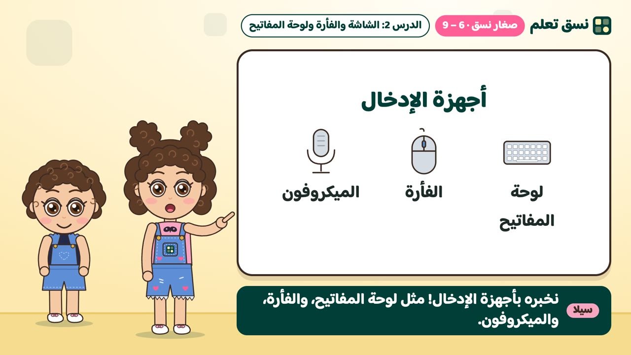 أجهزة الإدخال: لوحة المفاتيح والفأرة والميكروفون