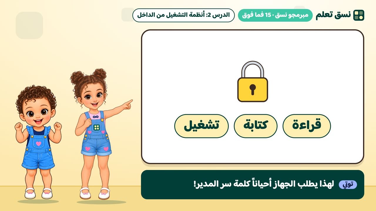 الصلاحيات: قراءة وكتابة وتشغيل